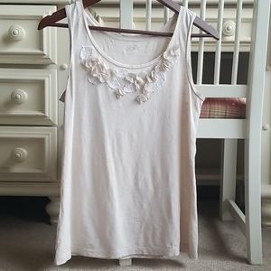 Ann Taylor Loft Beige Floral Tank Blouse Sz Small